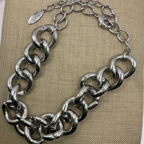 Chico's Chunky Light Weight Silver Tone Chain Necklace - Picture 2 of 6